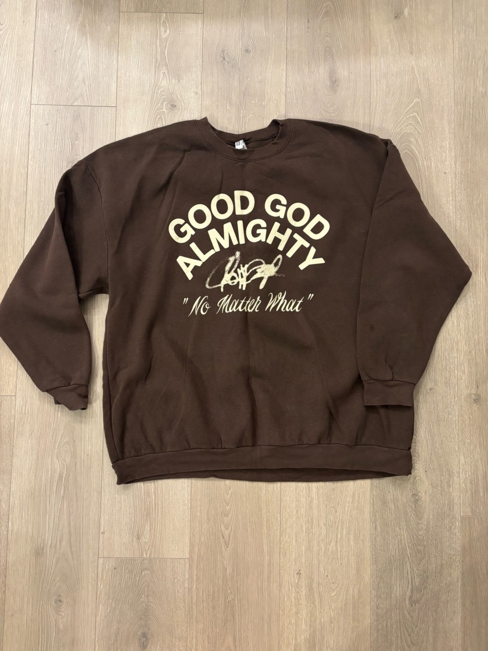 Crowder Official Good God Almighty Brown Graphic Crewneck Sweatshirt
